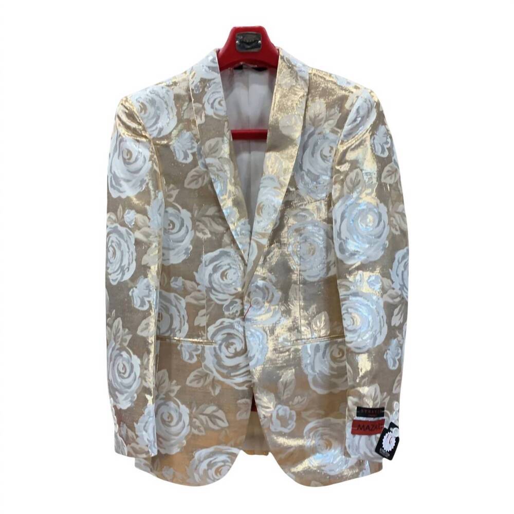 NEW MAZARI men's floral blazer in cream
